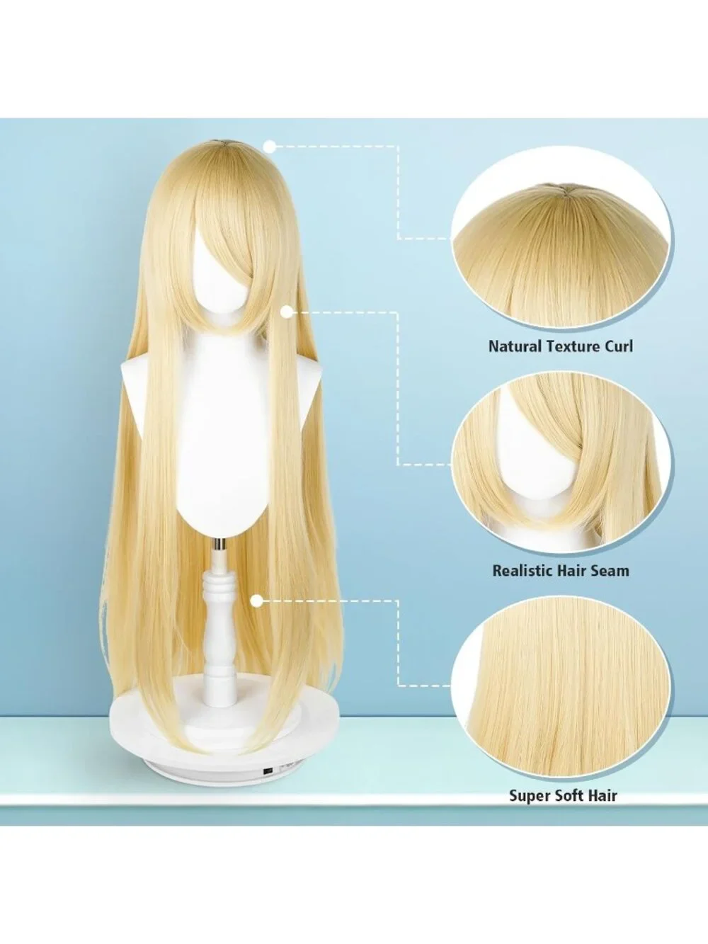 Women's Blonde 100 Cm Heat Resistant Universal Straight Costume Long Wigs